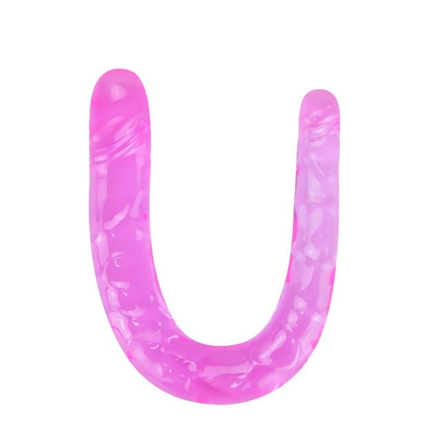 Double Gode LOVE AND VIBES - Vaginal Et Anal, Réaliste, Violet PVC, Neuf