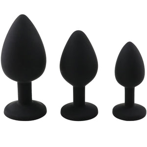 Plug anal bijou silicone noir taille